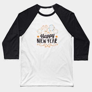 Happy new year text and fireworks Baseball T-Shirt